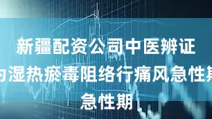 新疆配资公司中医辨证为湿热瘀毒阻络行痛风急性期